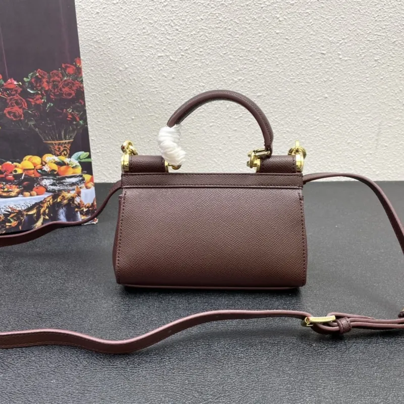 D&G Brown Leather Mini Crossbody Handbag 220 - Image 3