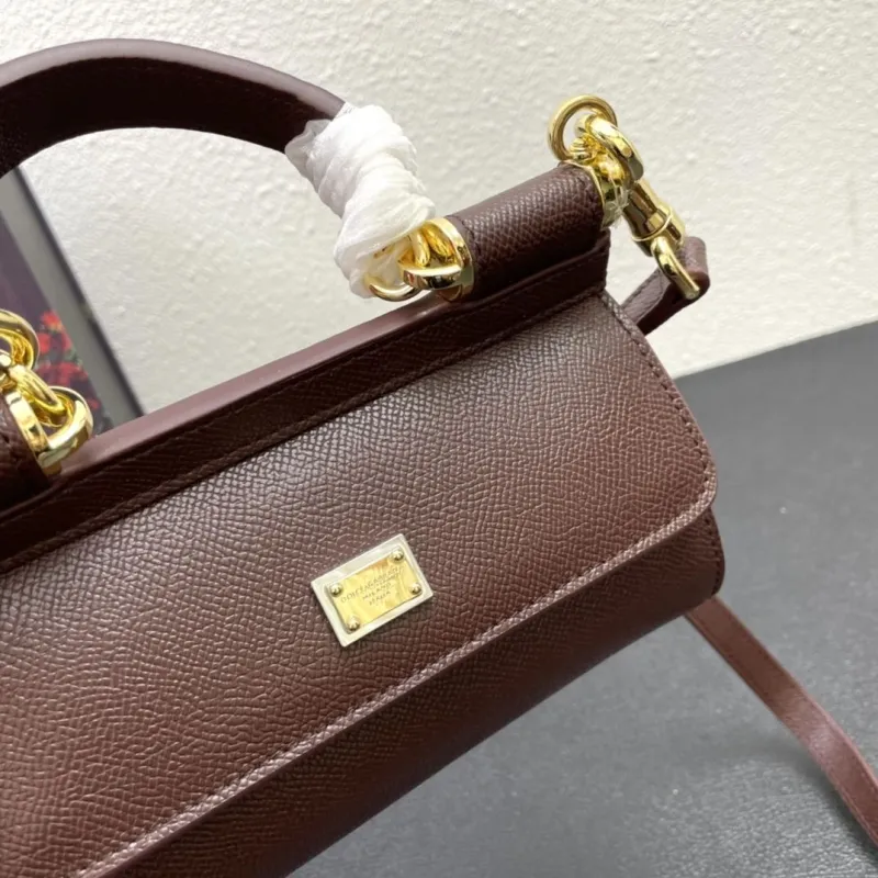 D&G Brown Leather Mini Crossbody Handbag 220 - Image 4