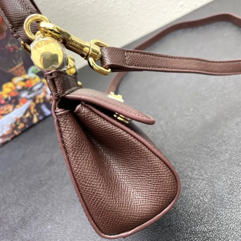 D&G Brown Leather Mini Crossbody Handbag 220 - Image 5