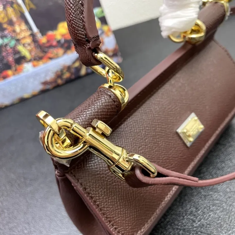 D&G Brown Leather Mini Crossbody Handbag 220 - Image 6