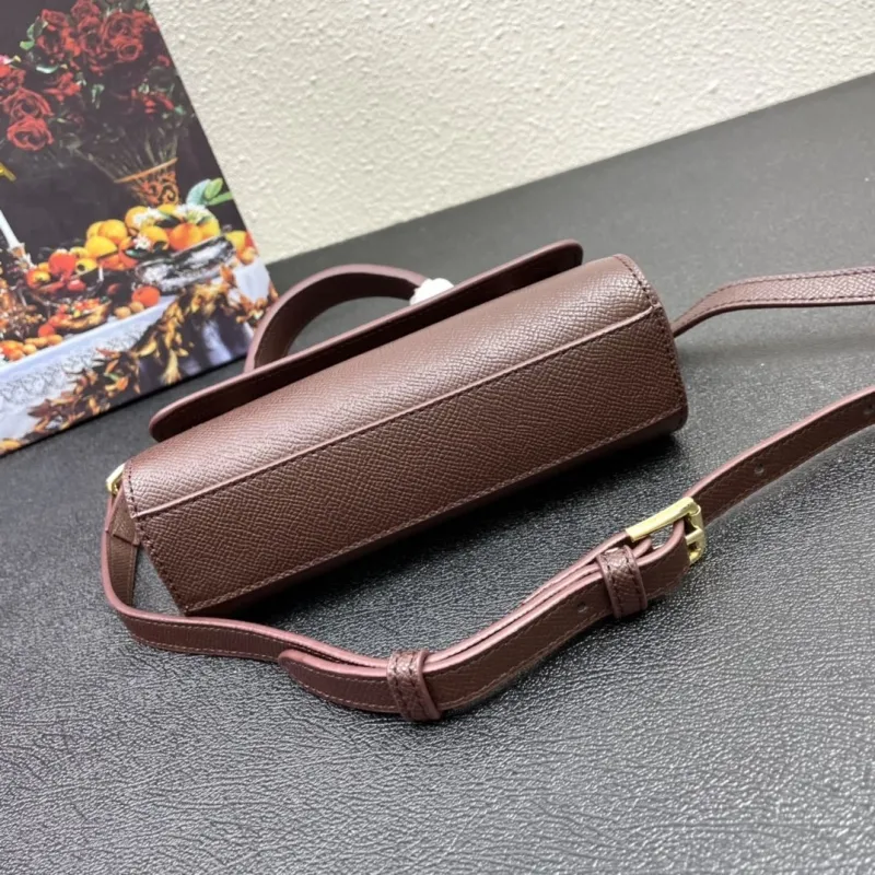 D&G Brown Leather Mini Crossbody Handbag 220 - Image 7