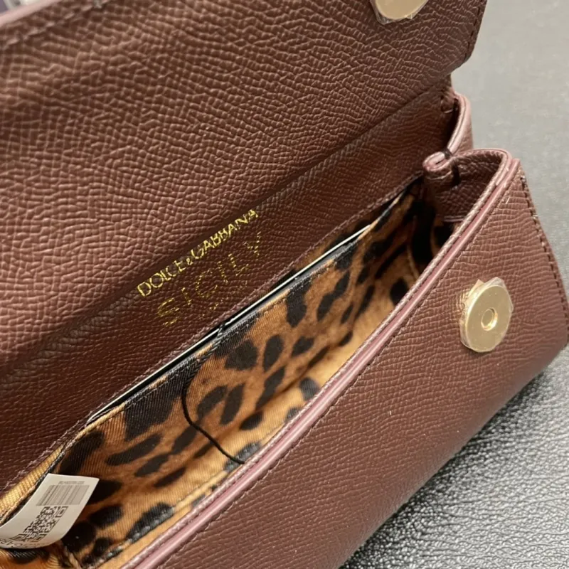 D&G Brown Leather Mini Crossbody Handbag 220 - Image 9