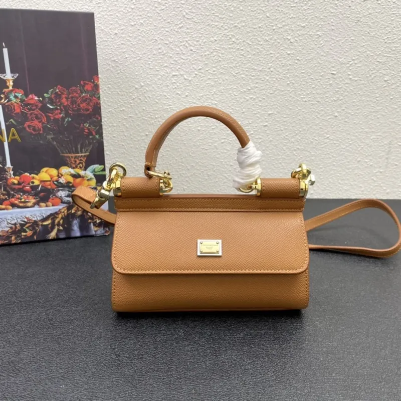 D&G Brown Mini Top Handle Crossbody Bag 221