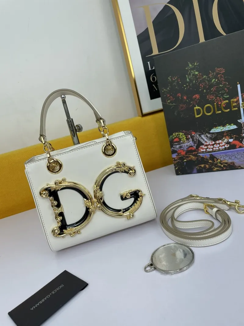 Dolce Gabbana White Leather Handbag with Strap