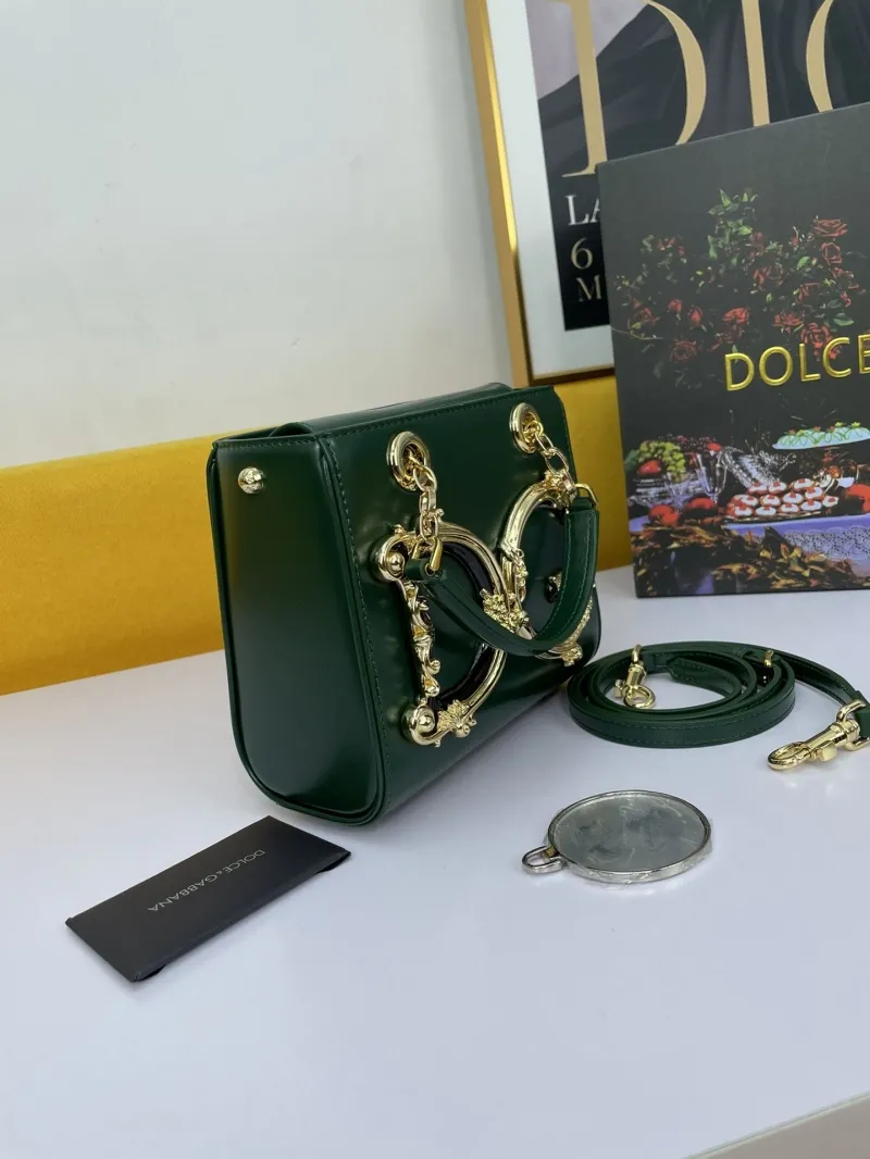 Dolce Gabbana Dark Green Leather Handbag 230 - Image 3