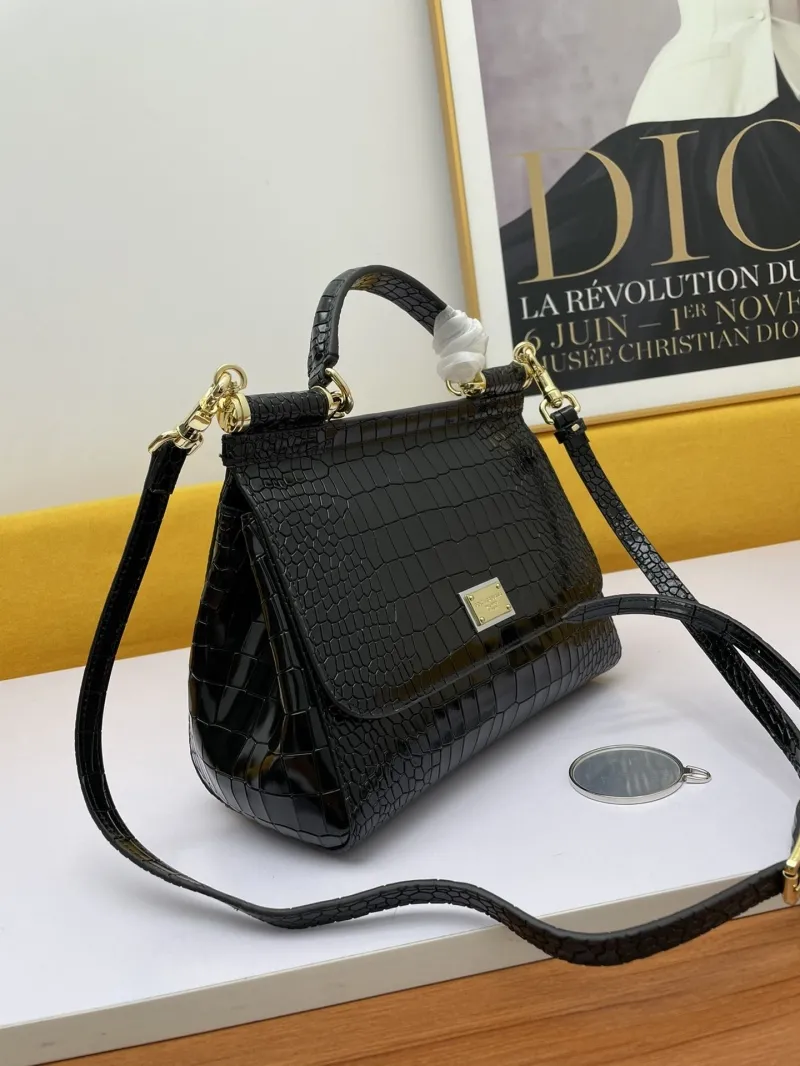 Alternative view of D&G Black Crocodile Embossed Handbag 232