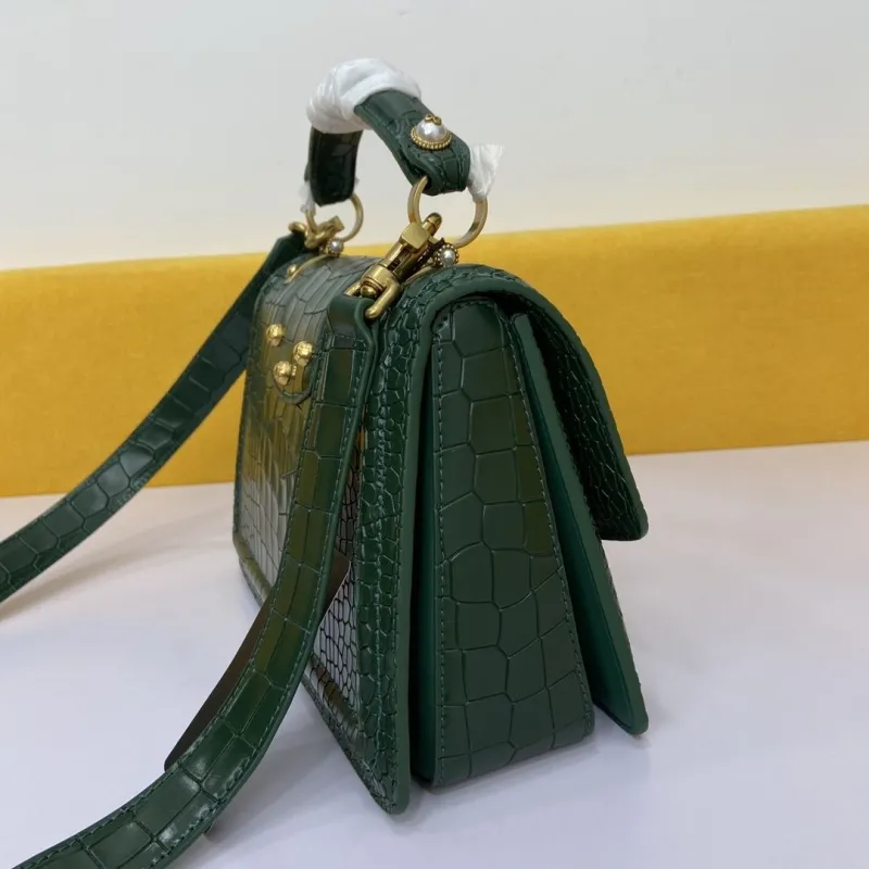 Alternative view of DG Dark Green Crocodile Embossed Handbag