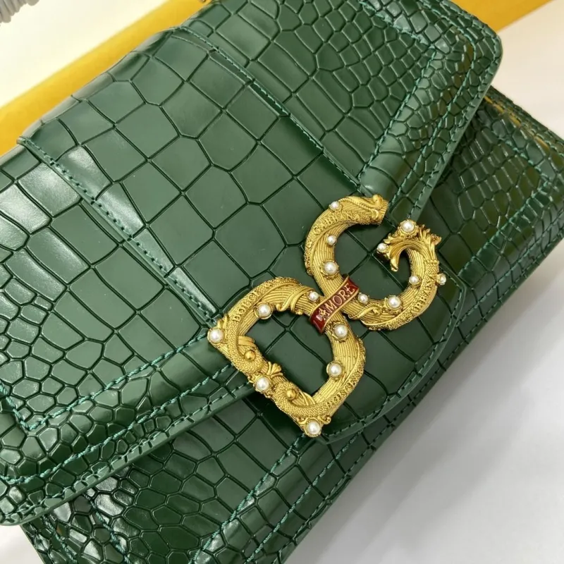 DG Dark Green Crocodile Embossed Handbag - Image 4