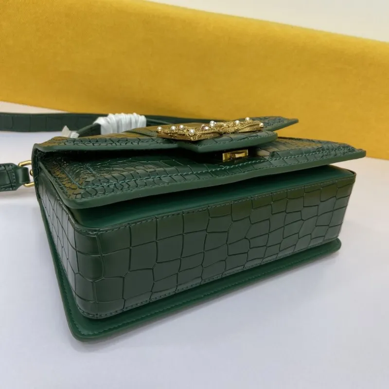 DG Dark Green Crocodile Embossed Handbag - Image 5