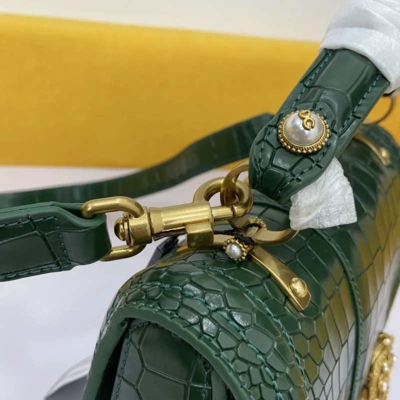 DG Dark Green Crocodile Embossed Handbag - Image 6