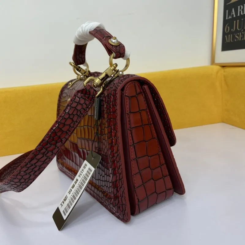 Alternative view of D&G Burgundy Crocodile Pattern Handbag BB4156