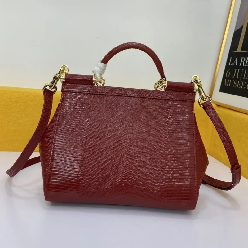 Dolce Gabbana Burgundy Lizard Embossed Handbag 237 - Image 3