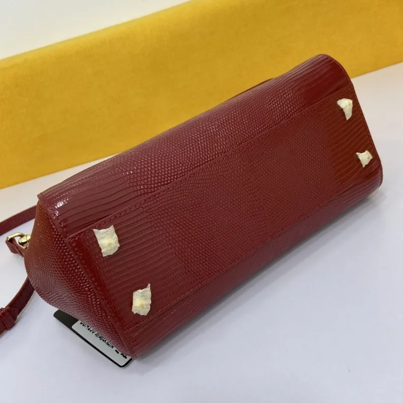 Dolce Gabbana Burgundy Lizard Embossed Handbag 237 - Image 5