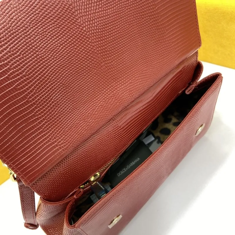 Dolce Gabbana Burgundy Lizard Embossed Handbag 237 - Image 7