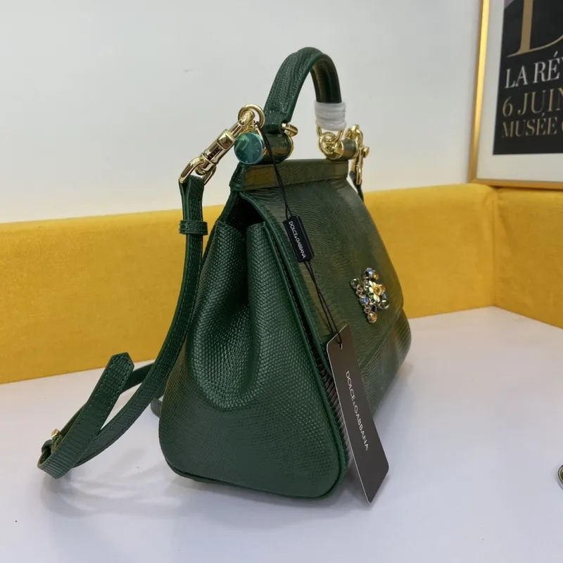 Alternative view of Dolce Gabbana Dark Green Leather Top Handle Crossbody Bag