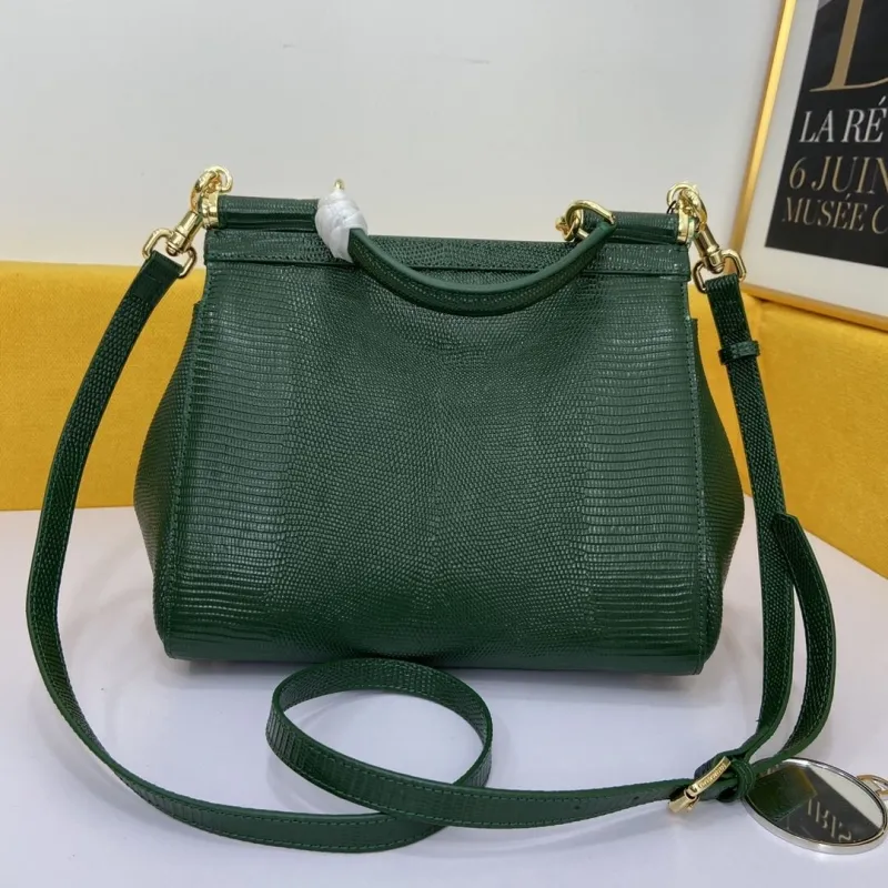 Dolce Gabbana Dark Green Leather Top Handle Crossbody Bag - Image 3
