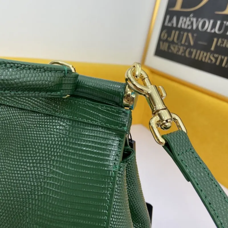 Dolce Gabbana Dark Green Leather Top Handle Crossbody Bag - Image 6