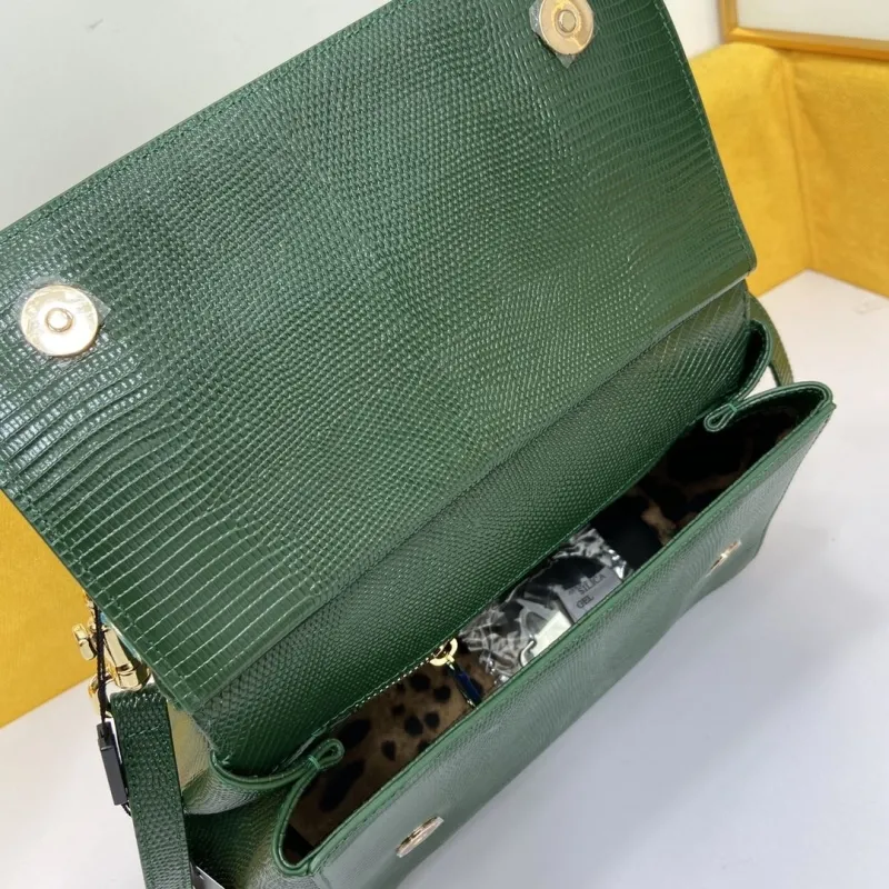 Dolce Gabbana Dark Green Leather Top Handle Crossbody Bag - Image 7