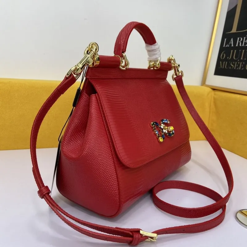 Alternative view of D&G Red Leather Top Handle Crossbody Bag