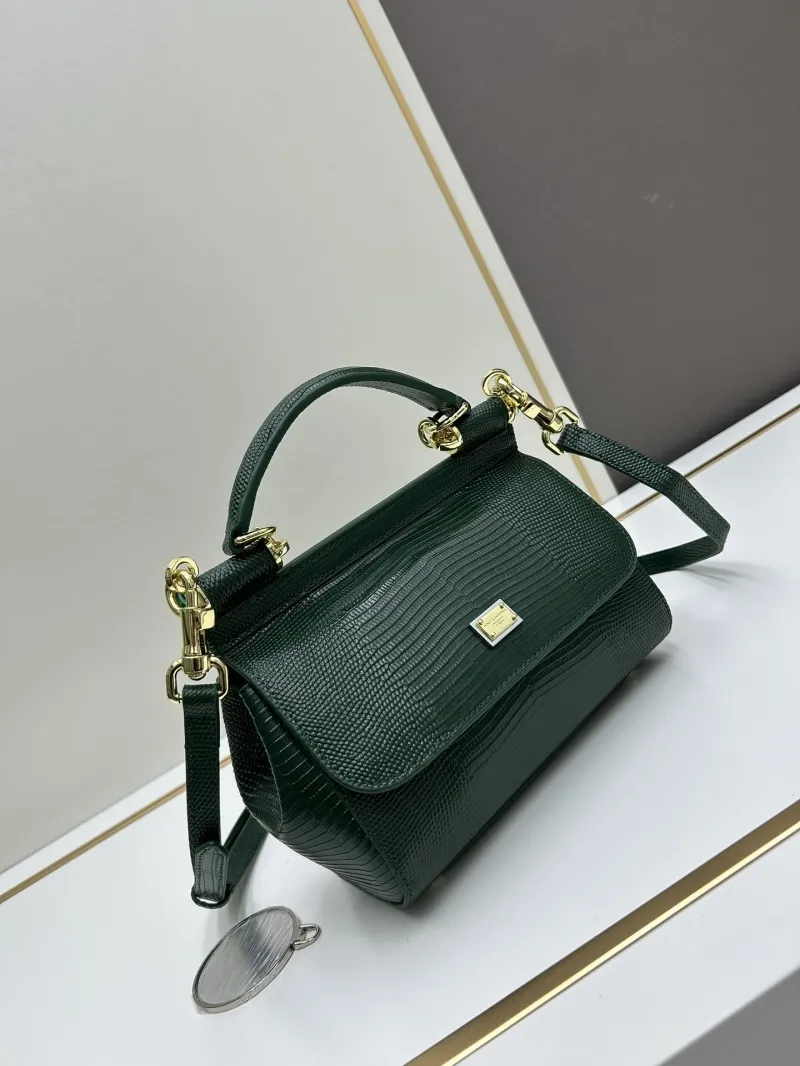 Alternative view of D&G Dark Green Lizard Embossed Handbag 20x17x7cm SKU 244