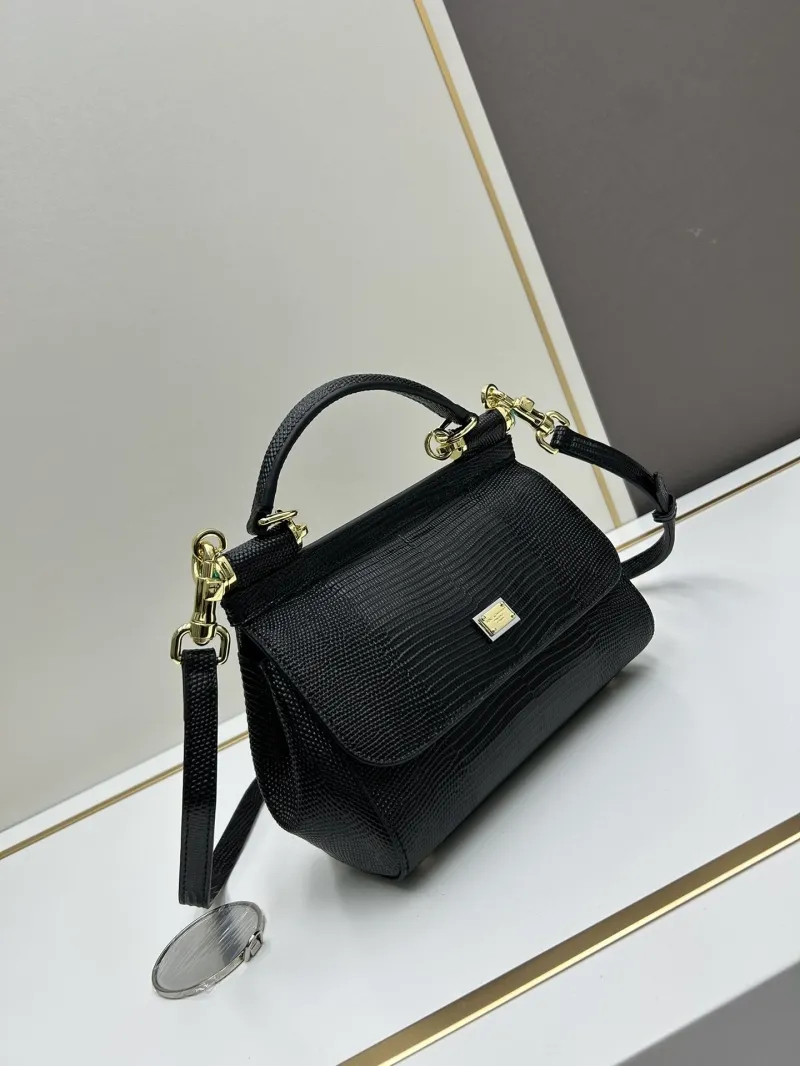Alternative view of D&G Black Leather Crossbody Handbag 20x17x7cm