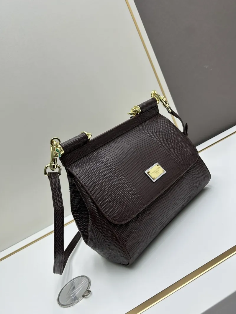 Alternative view of D&G Brown Lizard Embossed Handbag Model 247