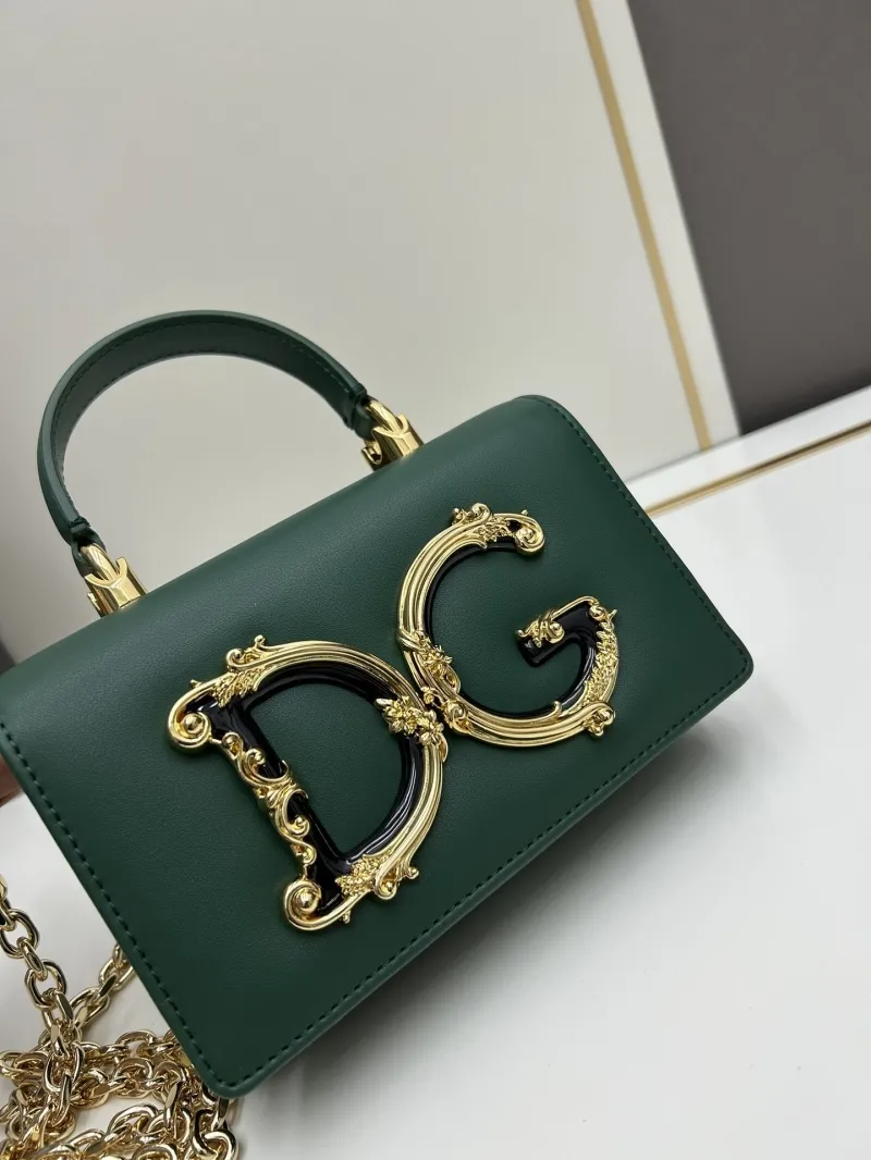 D&G Green Leather Top Handle Crossbody Bag - Image 4