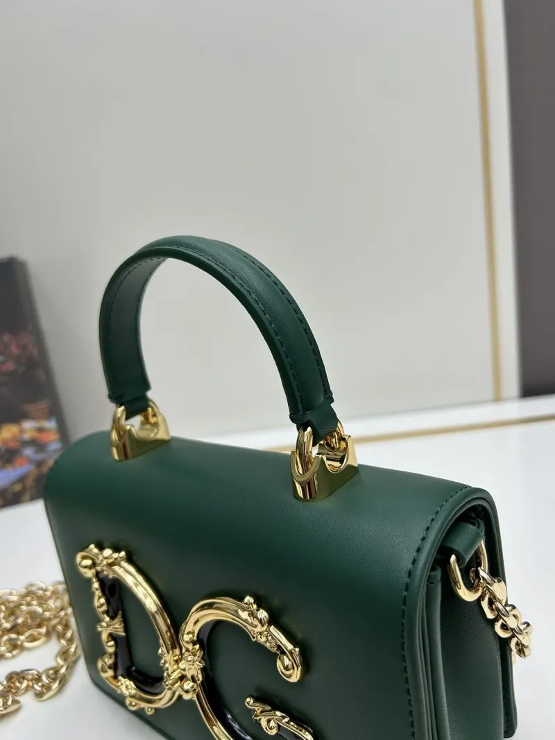 D&G Green Leather Top Handle Crossbody Bag - Image 6