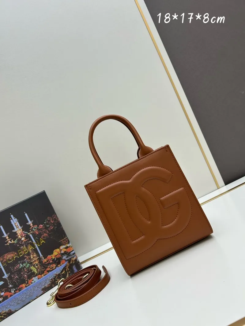 D&G Brown Leather Mini Tote Handbag