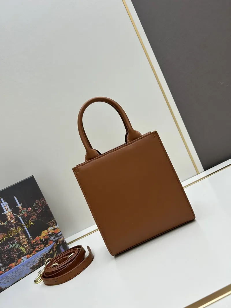 D&G Brown Leather Mini Tote Handbag - Image 3