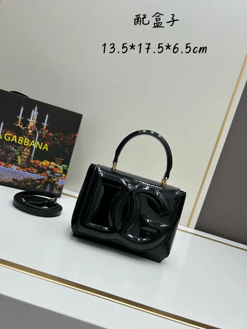 Dolce & Gabbana Black Patent Leather Handbag with Box
