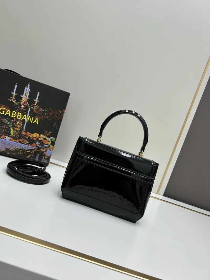 Dolce & Gabbana Black Patent Leather Handbag with Box - Image 3
