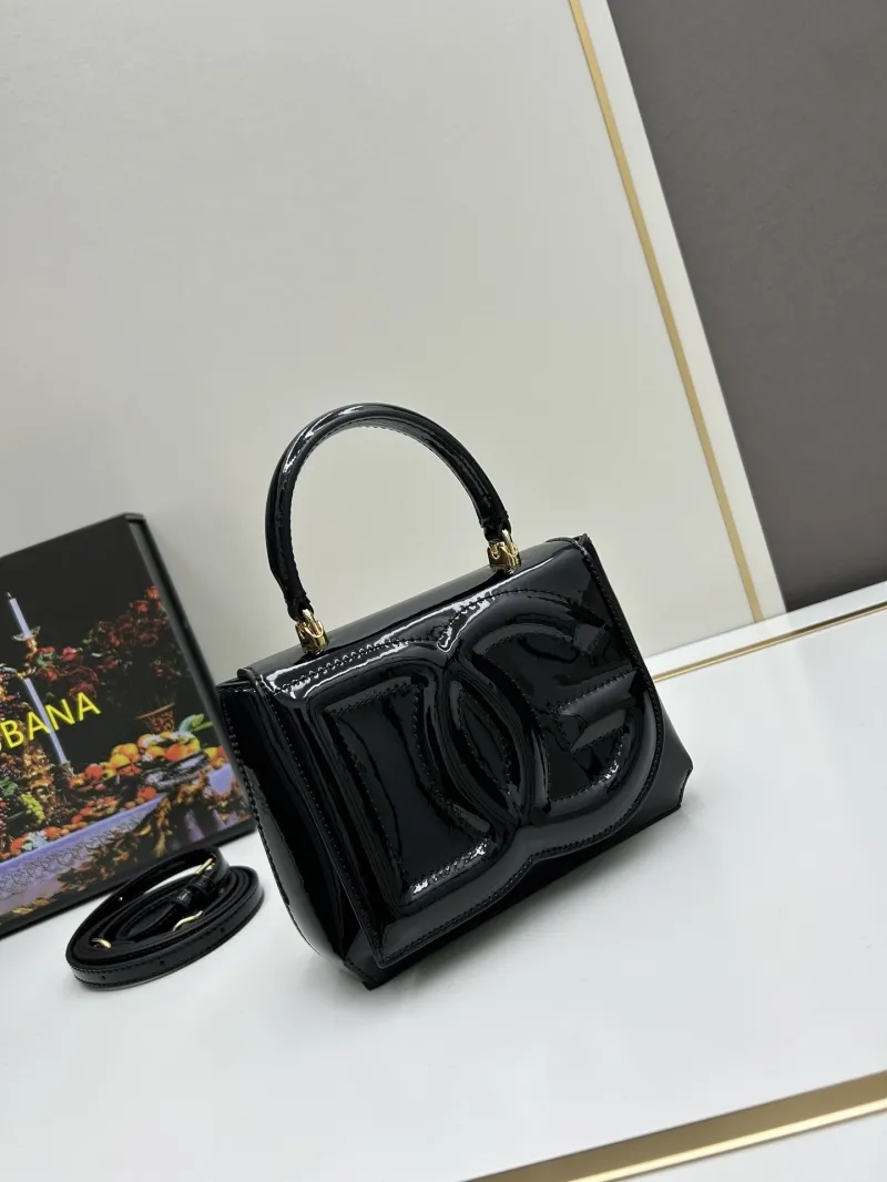 Dolce & Gabbana Black Patent Leather Handbag with Box - Image 4