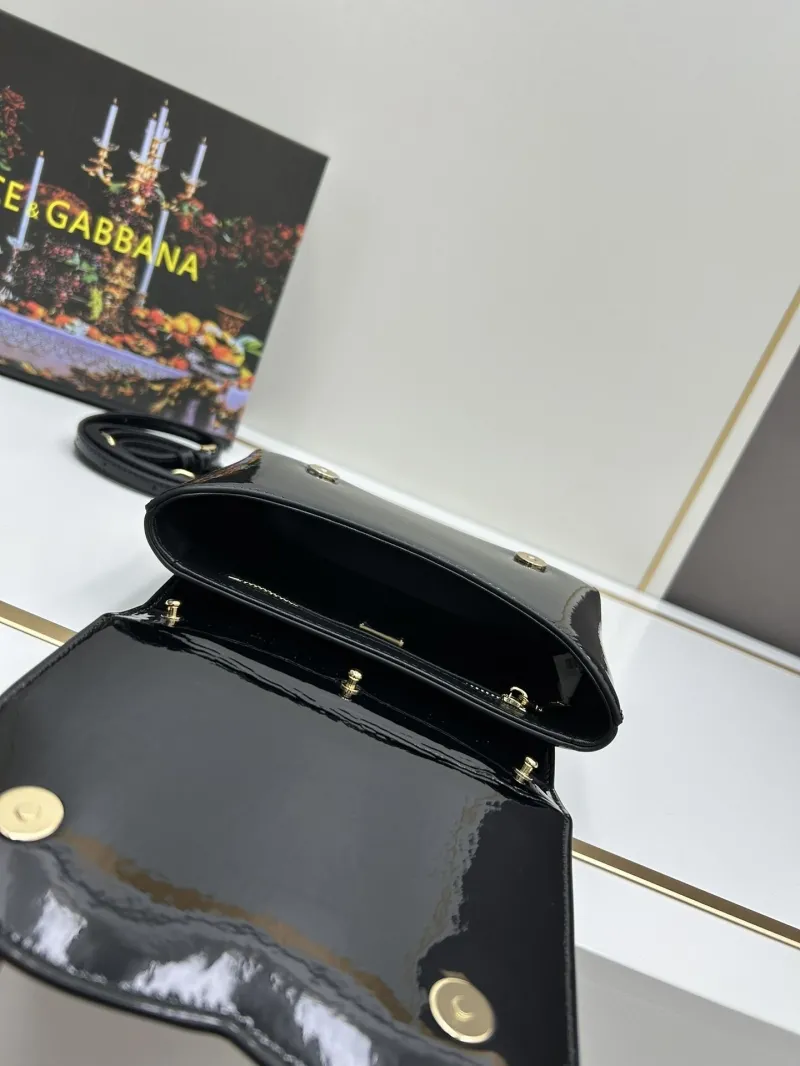 Dolce & Gabbana Black Patent Leather Handbag with Box - Image 7