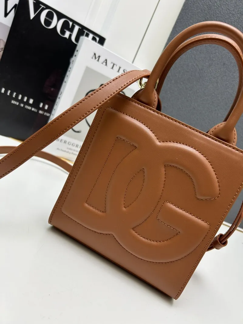 D&G Brown Leather Mini Tote Crossbody Bag 280 - Image 4