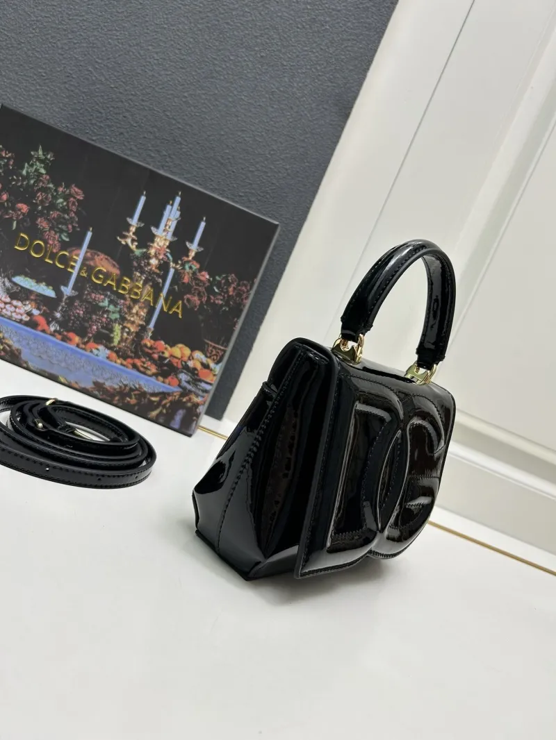 Dolce & Gabbana Black Patent Leather Top Handle Handbag 6658 - Image 3