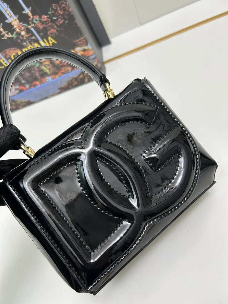 Dolce & Gabbana Black Patent Leather Top Handle Handbag 6658 - Image 4