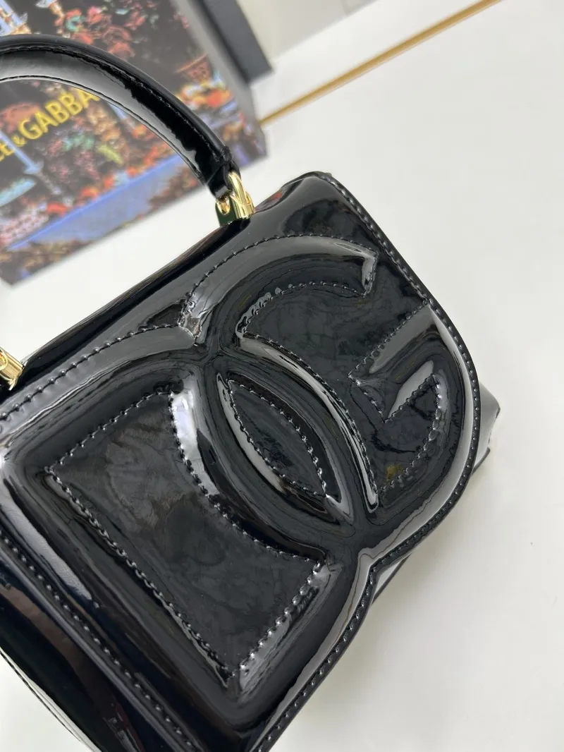 Dolce & Gabbana Black Patent Leather Top Handle Handbag 6658 - Image 5