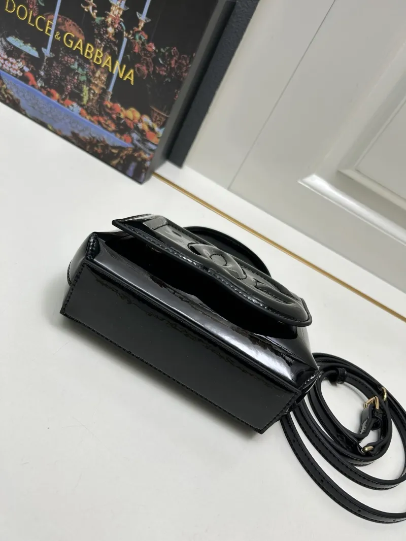 Dolce & Gabbana Black Patent Leather Top Handle Handbag 6658 - Image 7