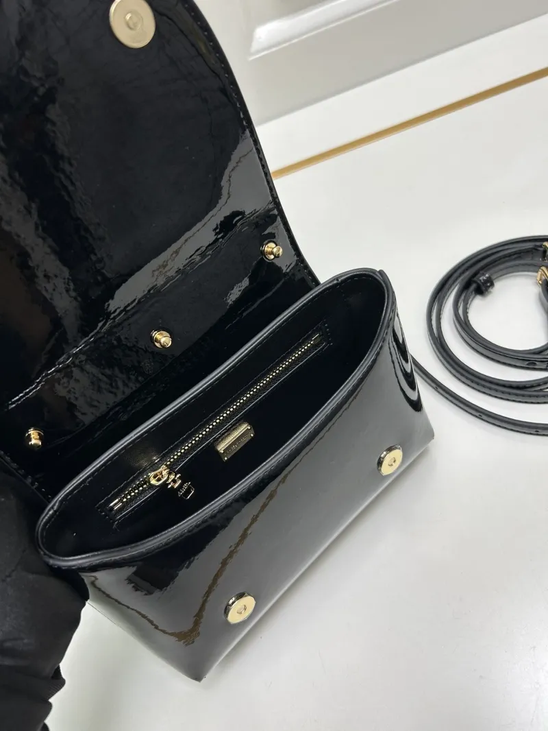 Dolce & Gabbana Black Patent Leather Top Handle Handbag 6658 - Image 8