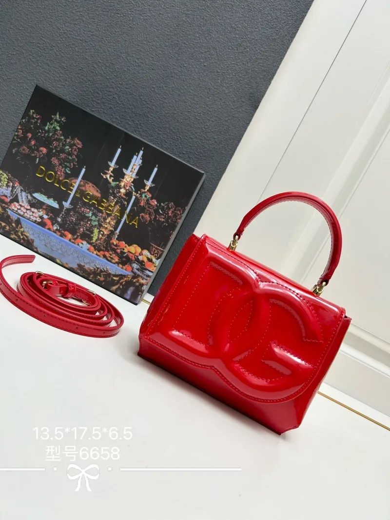 Dolce Gabbana Red Patent Leather Top Handle Bag Model 6658