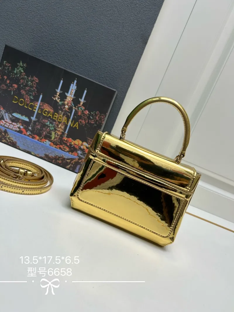Alternative view of Dolce Gabbana Gold Metallic Handbag Model 6658