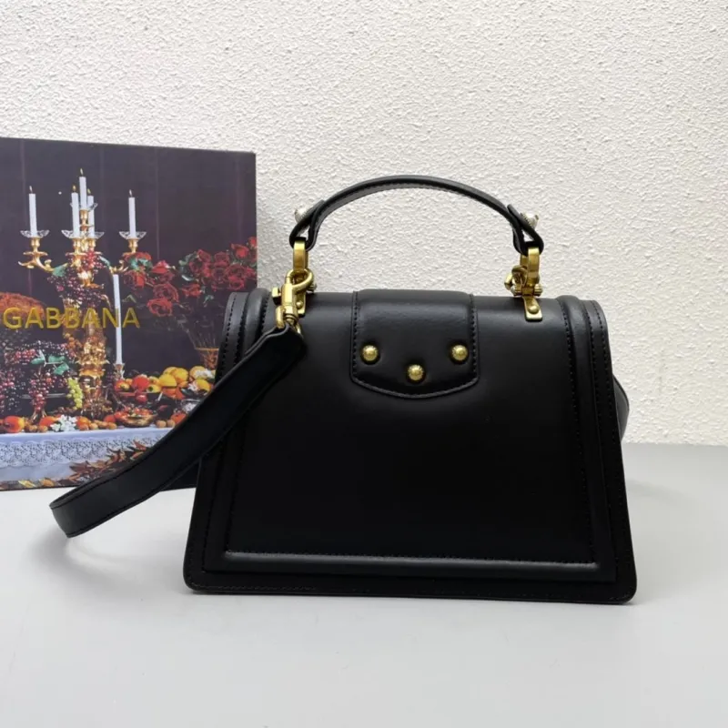 Alternative view of Dolce Gabbana Black Leather Top Handle Crossbody Bag