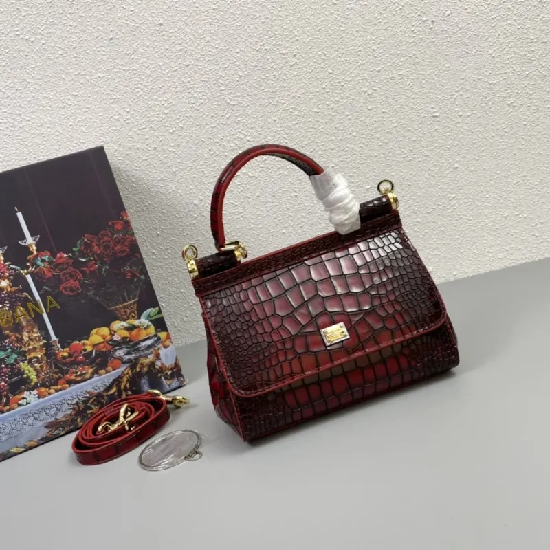 Alternative view of Dolce & Gabbana Red Croc Embossed Handbag 318