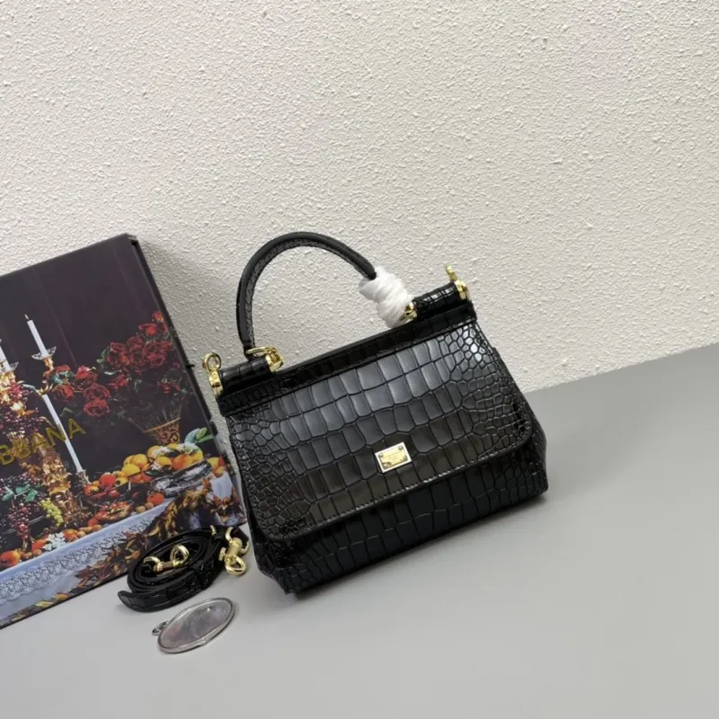 Alternative view of Dolce & Gabbana Black Crocodile Handle Bag 319
