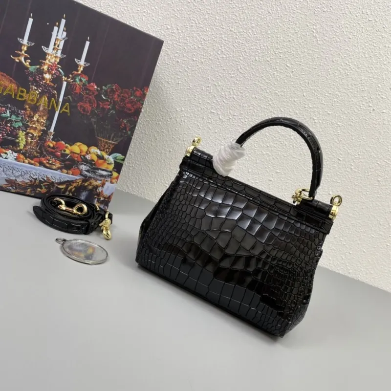 Dolce & Gabbana Black Crocodile Handle Bag 319 - Image 3