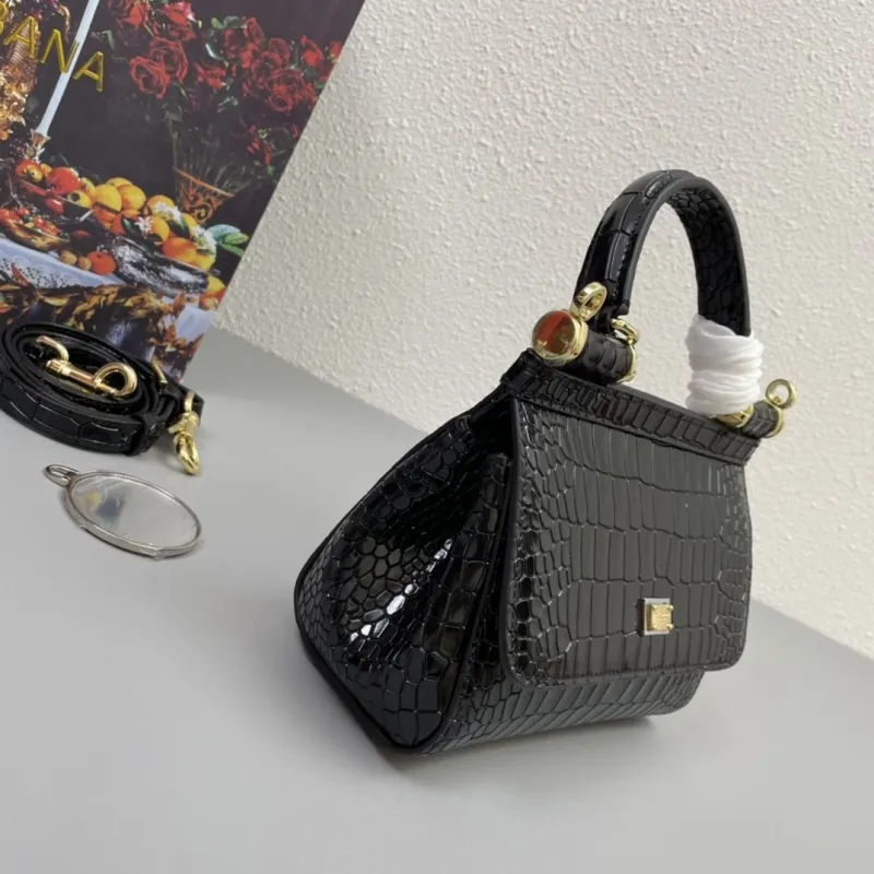 Dolce & Gabbana Black Crocodile Handle Bag 319 - Image 6