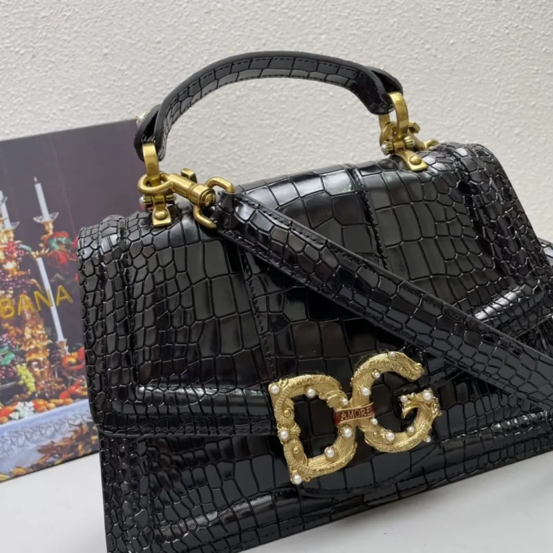 Dolce & Gabbana Black Crocodile Top Handle Bag 320 - Image 4