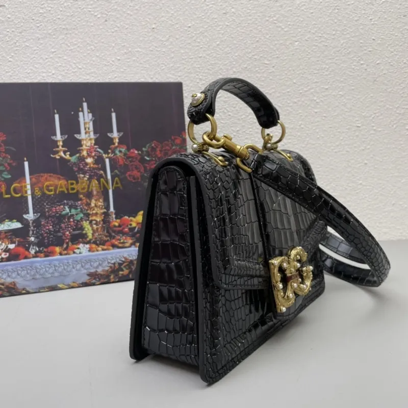 Dolce & Gabbana Black Crocodile Top Handle Bag 320 - Image 5