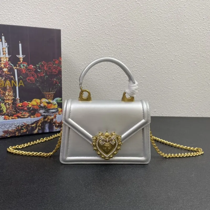 D&G Silver Handbag 323 Chain Crossbody Bag